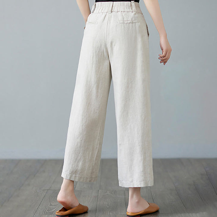 Buddha Stonesデイリー 無地 パッチワーク シンプルデザイン コットンリネン レディース パンツ ポケット付き - image 6