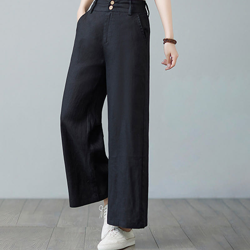 Buddha Stonesデイリー 無地 パッチワーク シンプルデザイン コットンリネン レディース パンツ ポケット付き - image 25