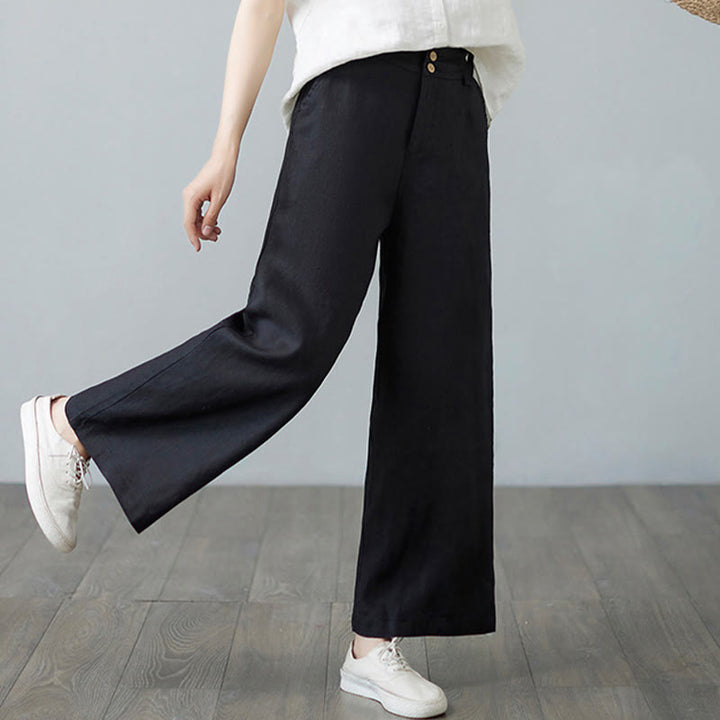 Buddha Stonesデイリー 無地 パッチワーク シンプルデザイン コットンリネン レディース パンツ ポケット付き - image 27