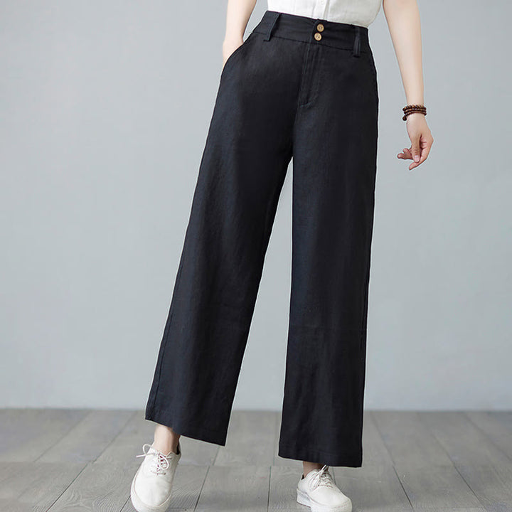 Buddha Stonesデイリー 無地 パッチワーク シンプルデザイン コットンリネン レディース パンツ ポケット付き - image 22