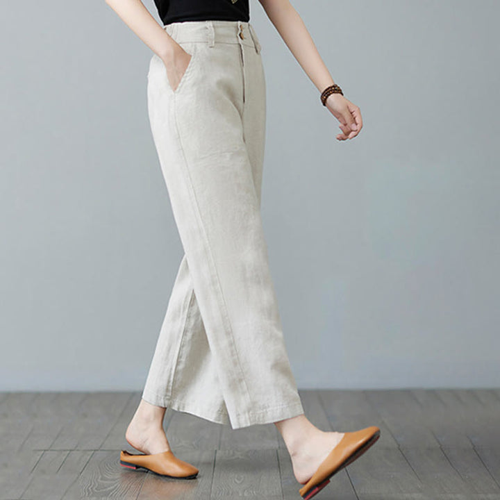Buddha Stonesデイリー 無地 パッチワーク シンプルデザイン コットンリネン レディース パンツ ポケット付き - image 7