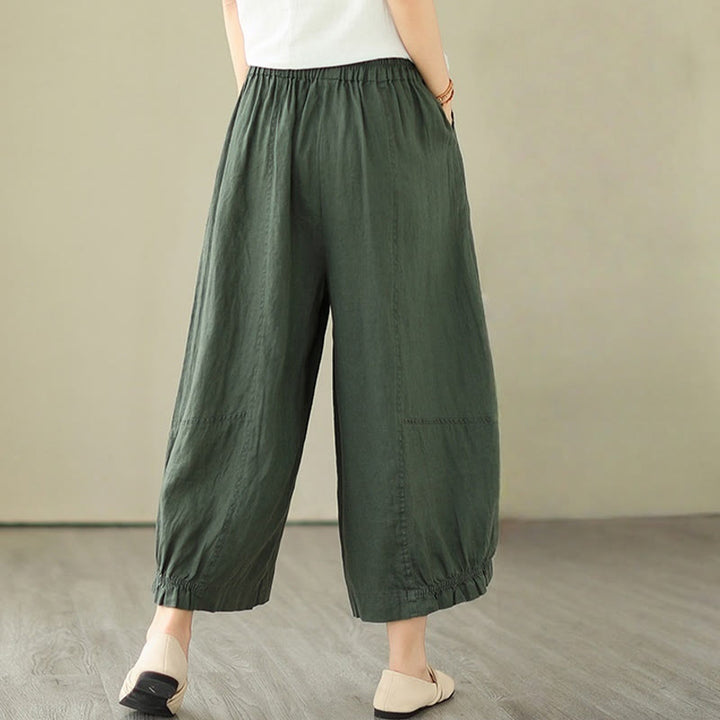 Buddha Stonesヴィンテージ カジュアル プリーツデザイン コットン レディース ワイドレッグ クロップドパンツ ポケット付き - image 2