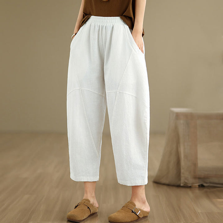 Buddha Stones春 7-8丈 無地 レディース コットンリネン ハーレムパンツ ポケット付き - image 23