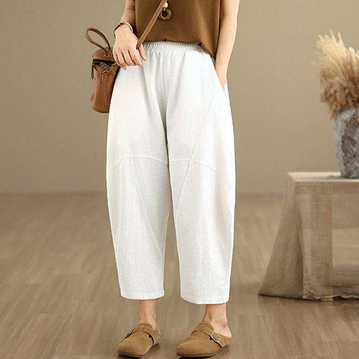 Buddha Stones春 7-8丈 無地 レディース コットンリネン ハーレムパンツ ポケット付き - image 22