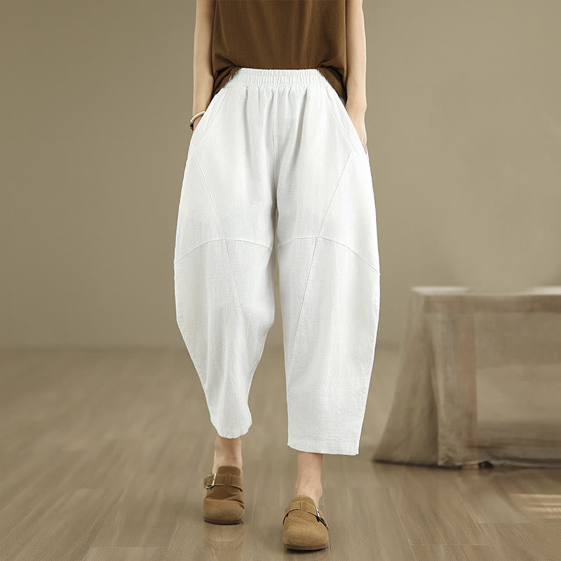 Buddha Stonesスプリング 7-8丈 無地 レディース ハーレムパンツ ポケット付き - 白 - US8-10，UK/AU12-14，EU40-42 (2XL) - image 20