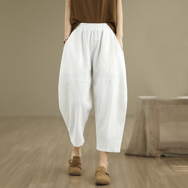 Buddha Stonesスプリング 7-8丈 無地 レディース ハーレムパンツ ポケット付き - 白 - US8-10，UK/AU12-14，EU40-42 (2XL) - image 20
