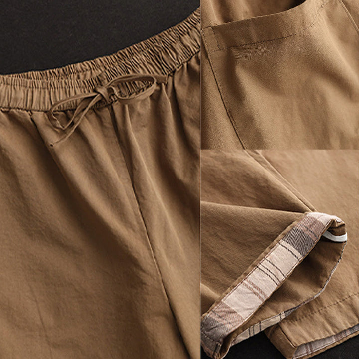 Buddha Stonesカジュアル 無地 パッチカフデザイン レディース コットン ハーレム クロップドパンツ ポケット付き - image 7