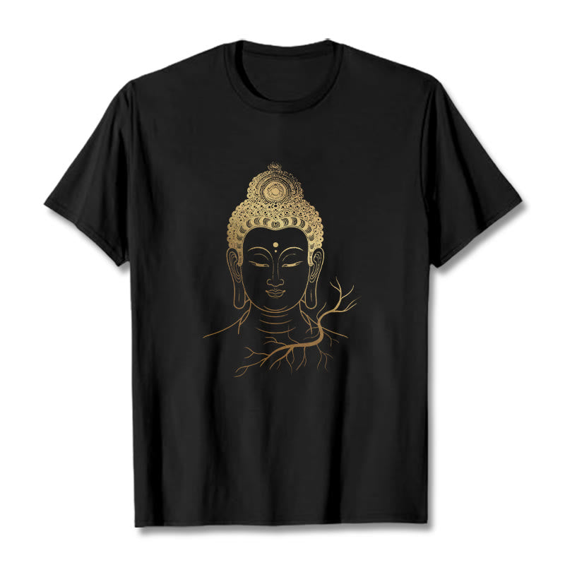 Buddha Stones黄金瞑想 仏陀の頭 Tシャツ - 黒 - 2XL - image 1