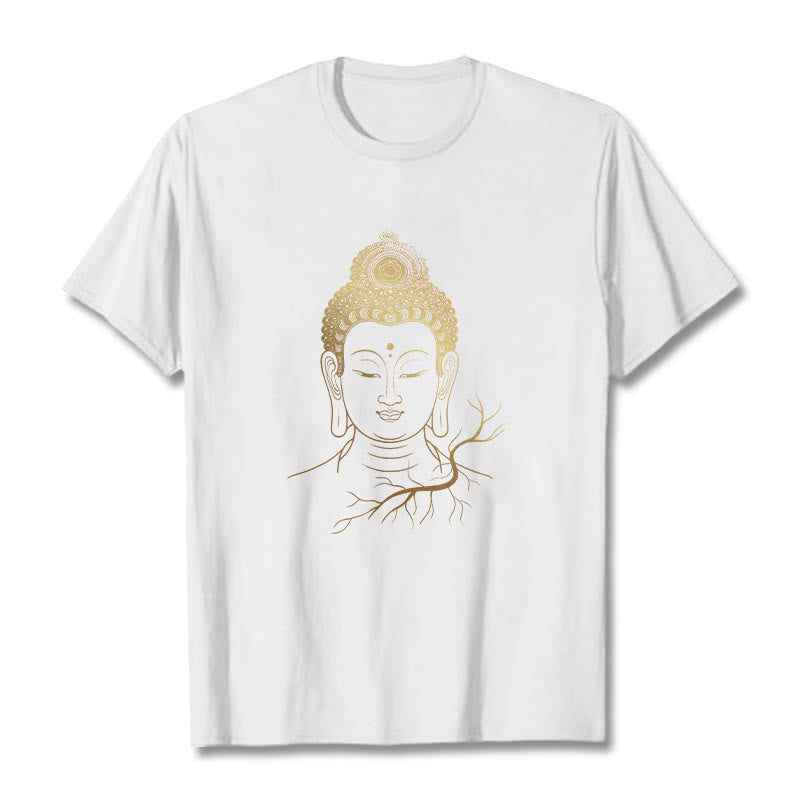 Buddha Stones黄金瞑想 仏陀の頭 Tシャツ - 白 - 2XL - image 5