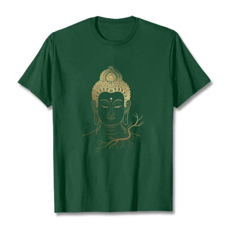 Buddha Stones黄金瞑想 仏陀の頭 Tシャツ - フォレストグリーン - 2XL - image 11