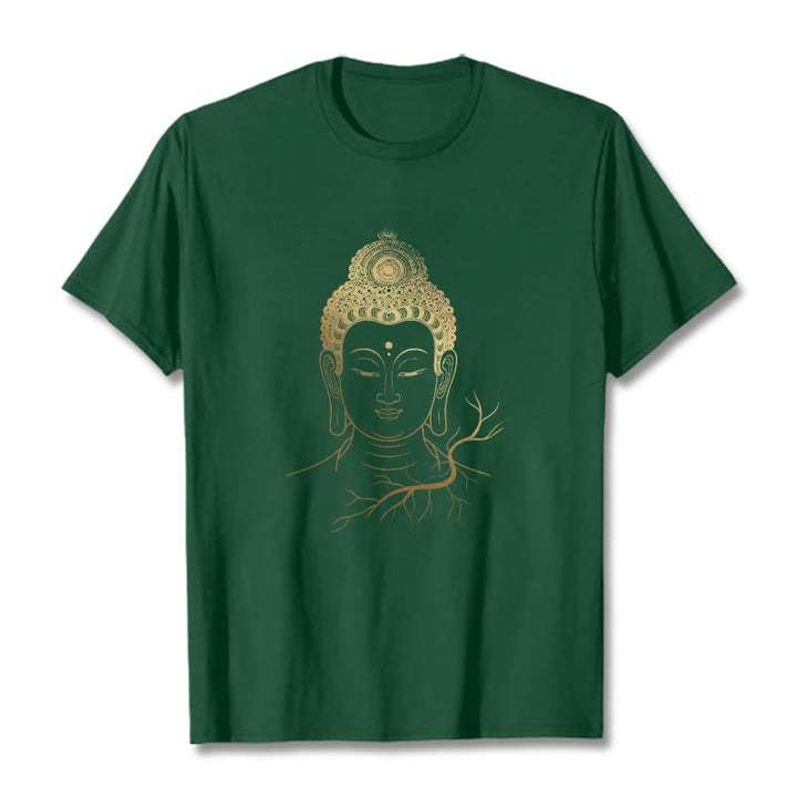 Buddha Stones黄金瞑想 仏陀の頭 Tシャツ - フォレストグリーン - 2XL - image 11