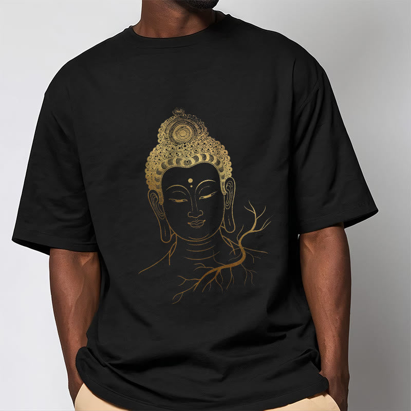 Buddha Stones黄金瞑想 仏陀の頭 Tシャツ - image 1