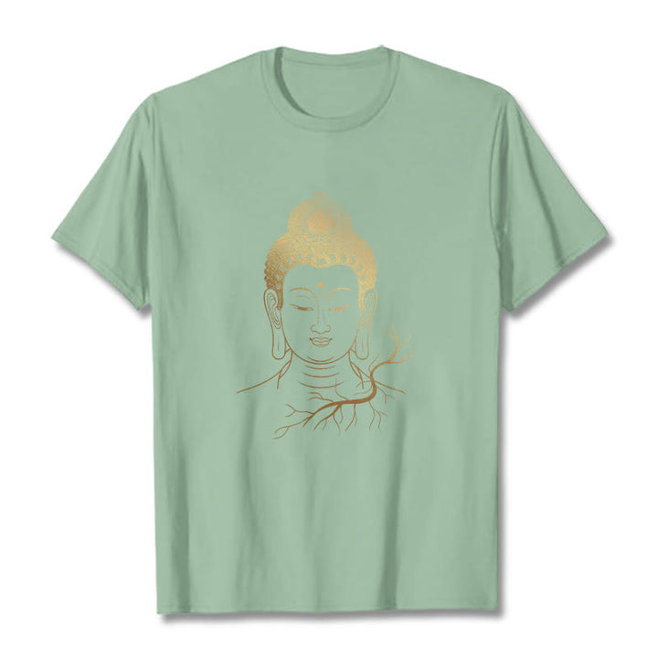 Buddha Stones黄金瞑想 仏陀の頭 Tシャツ - 淡い緑色 - 2XL - image 14