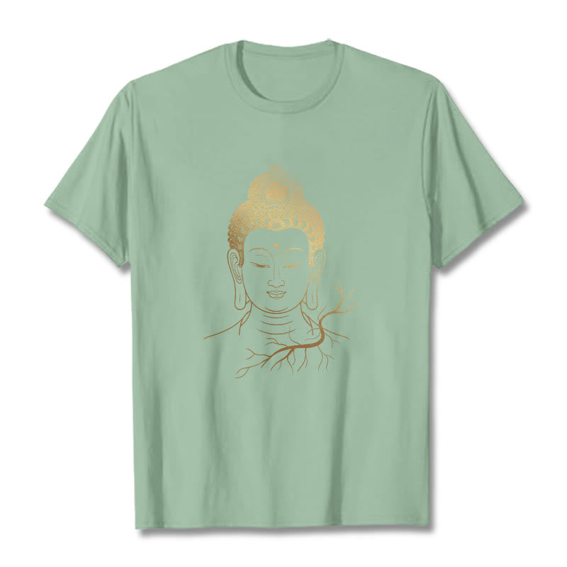 Buddha Stones黄金瞑想 仏陀の頭 Tシャツ - ペールグリーン - 2XL - image 15