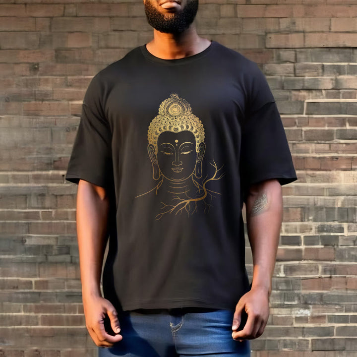 Buddha Stones黄金瞑想 仏陀の頭 Tシャツ - image 3