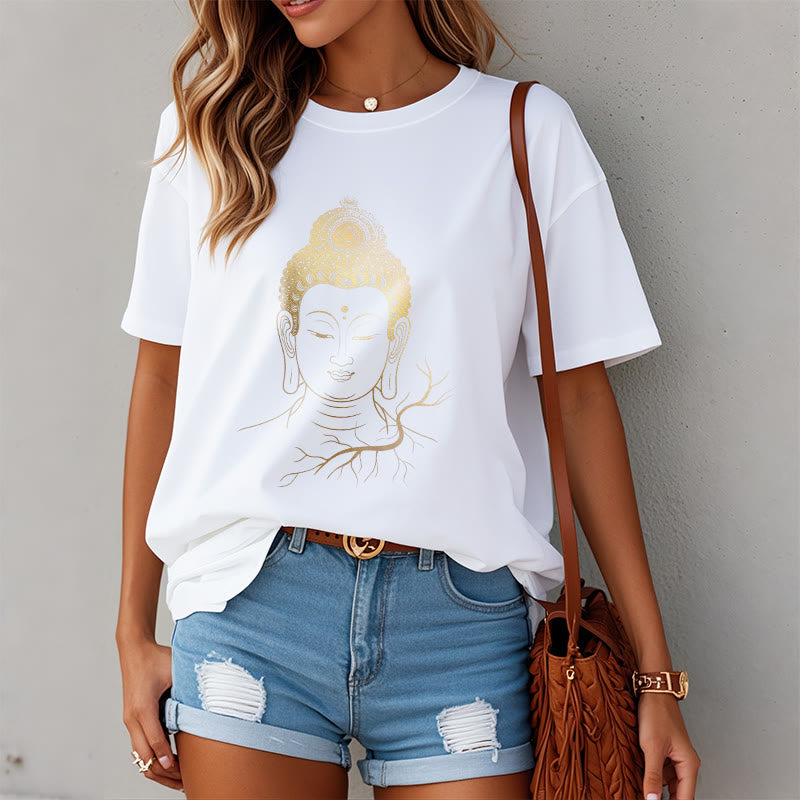 Buddha Stones黄金瞑想 仏陀の頭 Tシャツ - image 8