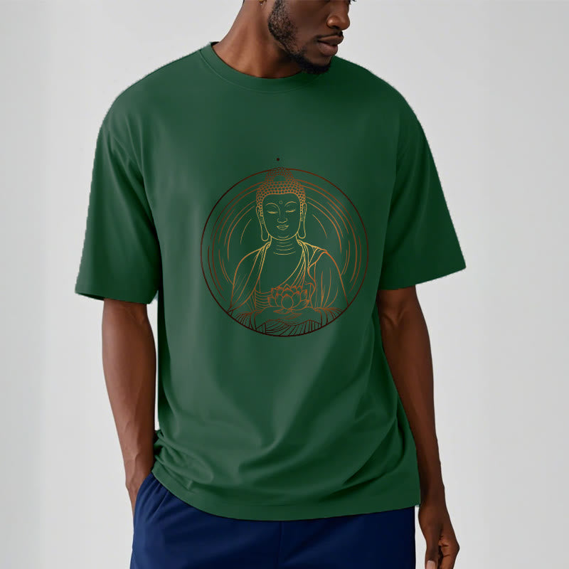 Buddha Stones蓮の花を持つ黄金の仏像 Tシャツ - image 12