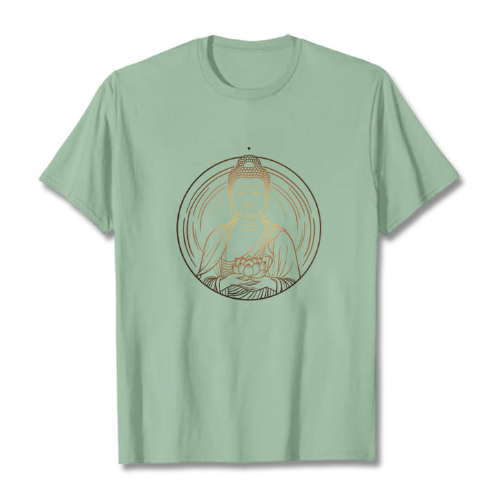 Buddha Stones蓮の花を持つ黄金の仏像 Tシャツ - ペールグリーン - 2XL - image 15