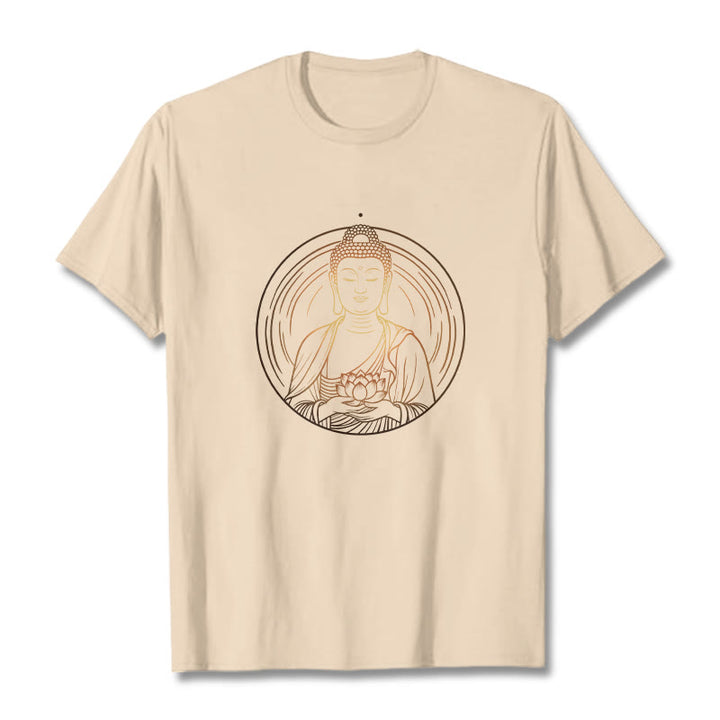 Buddha Stones蓮の花を持つ黄金の仏像 Tシャツ - ビスク - 2XL - image 9