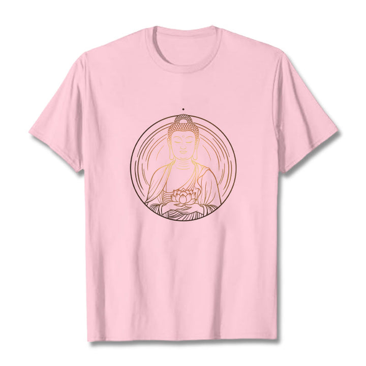 Buddha Stones蓮の花を持つ黄金の仏像 Tシャツ - ライトピンク - 2XL - image 13
