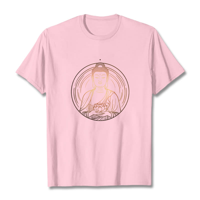 Buddha Stones蓮の花を持つ黄金の仏像 Tシャツ - ライトピンク - 2XL - image 12