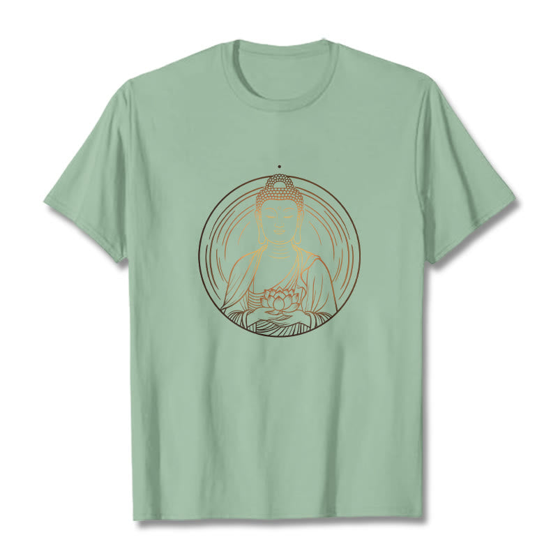 Buddha Stones蓮の花を持つ黄金の仏像 Tシャツ - 淡い緑色 - 2XL - image 14