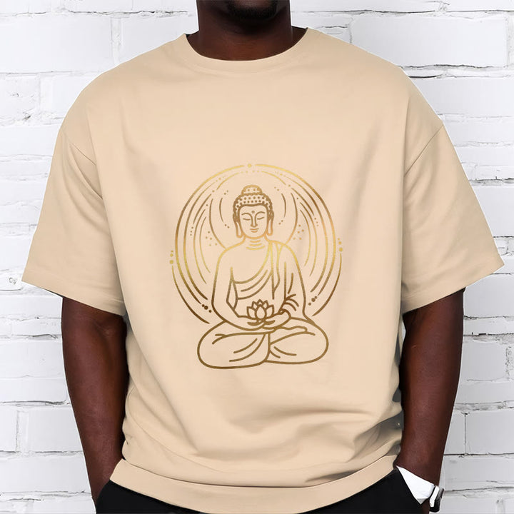 Buddha Stones、黄金の瞑想仏陀の光背、蓮の花を持つTシャツ - image 11