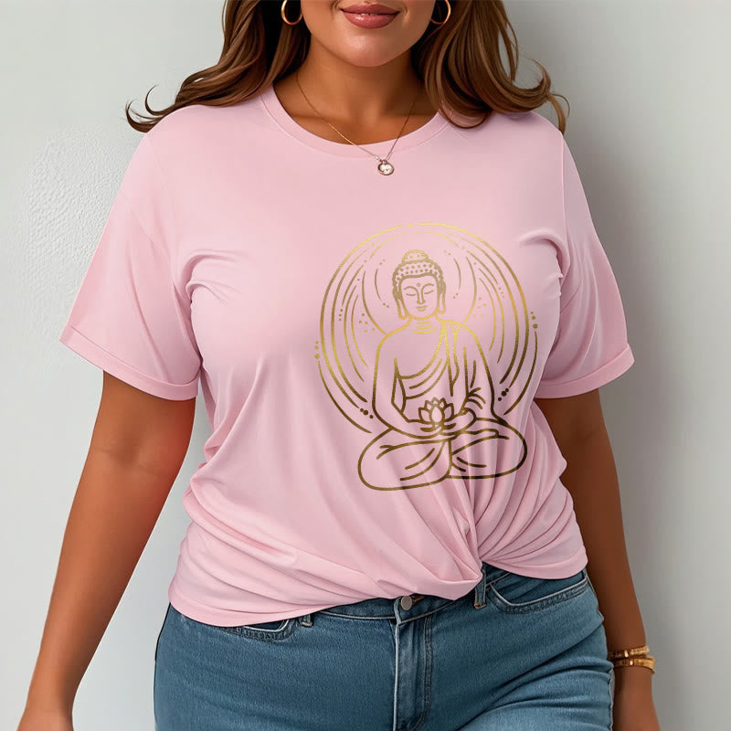 Buddha Stones、黄金の瞑想仏陀の光背、蓮の花を持つTシャツ - image 13