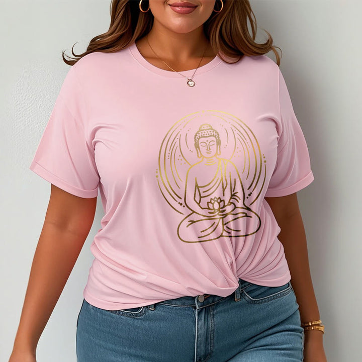 Buddha Stones、黄金の瞑想仏陀の光背、蓮の花を持つTシャツ - image 13