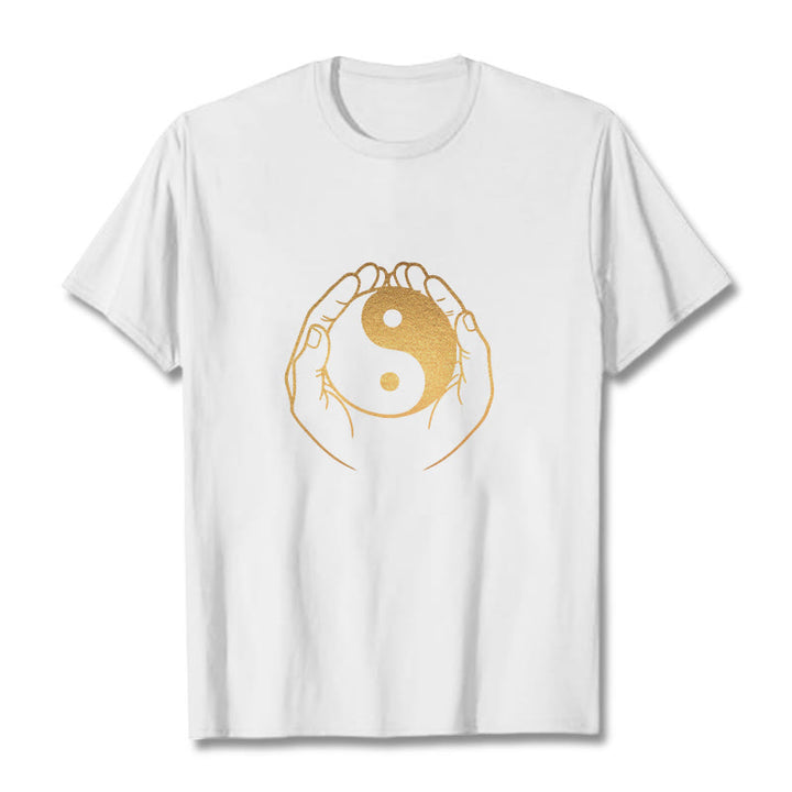 黄金の陰陽を握るBuddha Stonesの手Tシャツ - 白 - 2XL - image 7