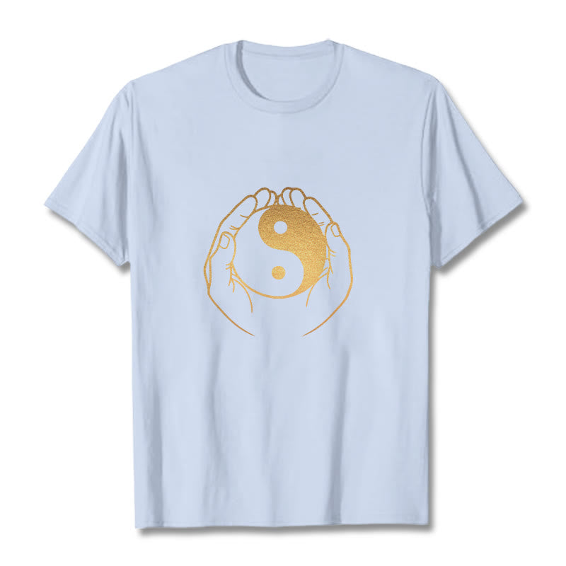 黄金の陰陽を握るBuddha Stonesの手Tシャツ - ライトシアン - 2XL - image 11