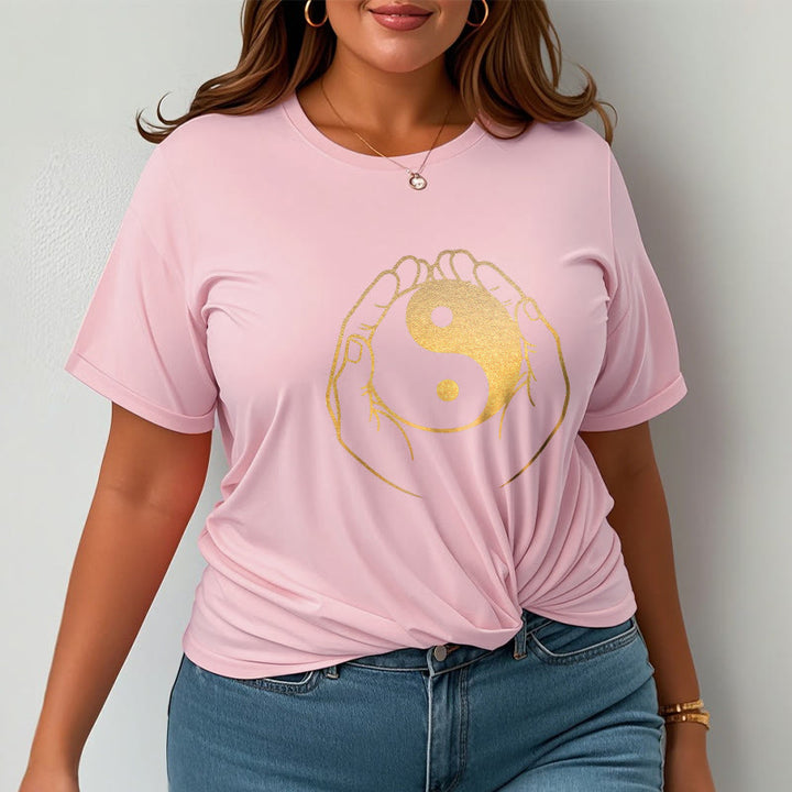 黄金の陰陽を握るBuddha Stonesの手Tシャツ - image 17