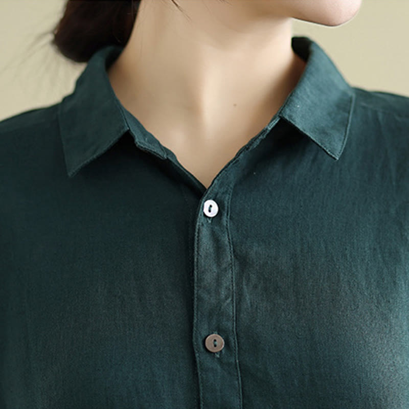 Buddha Stonesサマー 無地 半袖 ドローストリング コットンリネン ミディドレス ポケット付き - image 12