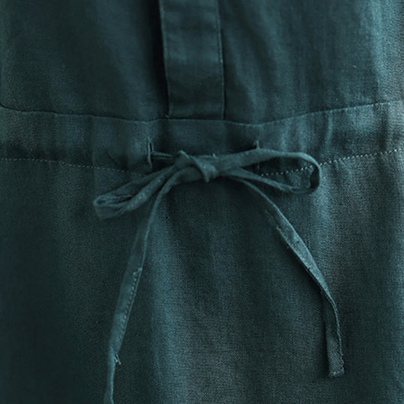 Buddha Stonesサマー 無地 半袖 ドローストリング コットンリネン ミディドレス ポケット付き - image 15