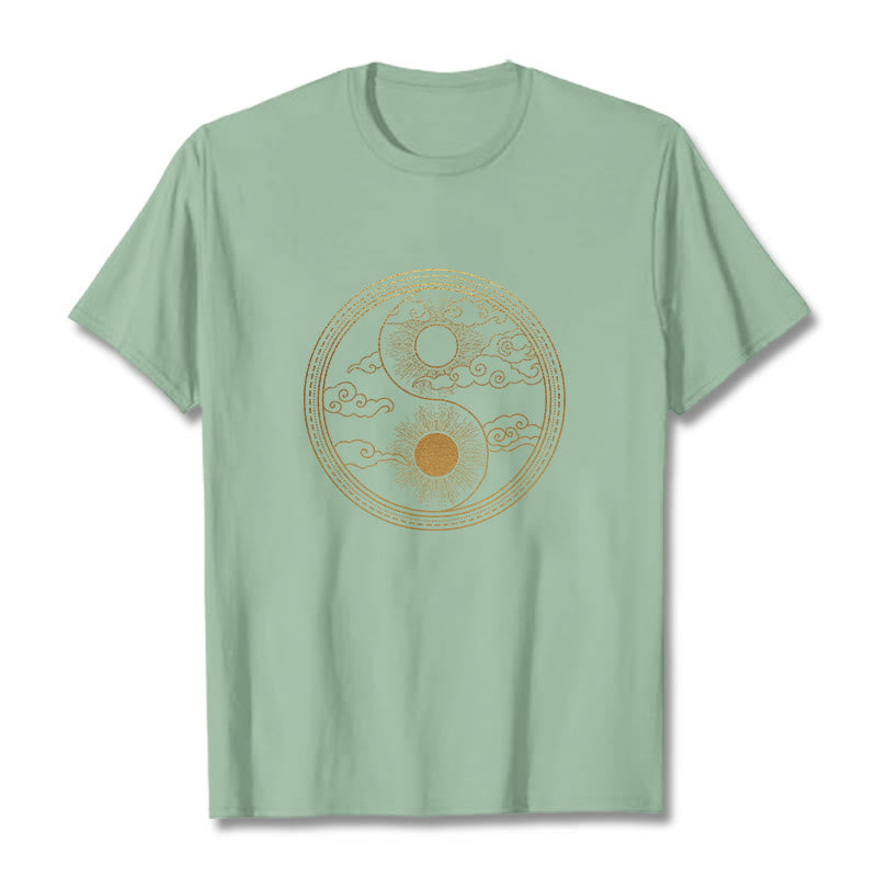 Buddha Stones陰陽 太陽 吉兆 雲 Tシャツ - 淡い緑色 - 2XL - image 14