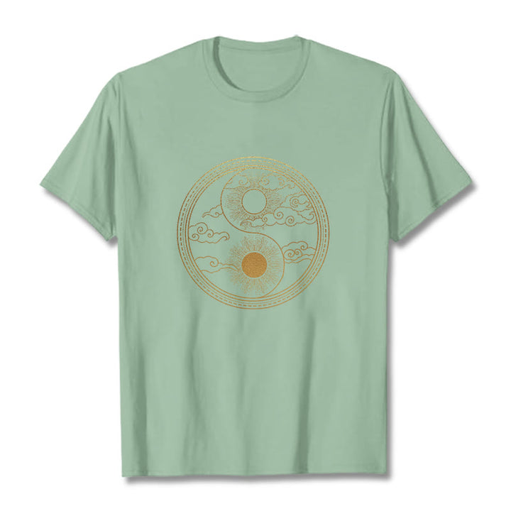 Buddha Stones陰陽 太陽 吉兆 雲 Tシャツ - 淡い緑色 - 2XL - image 14