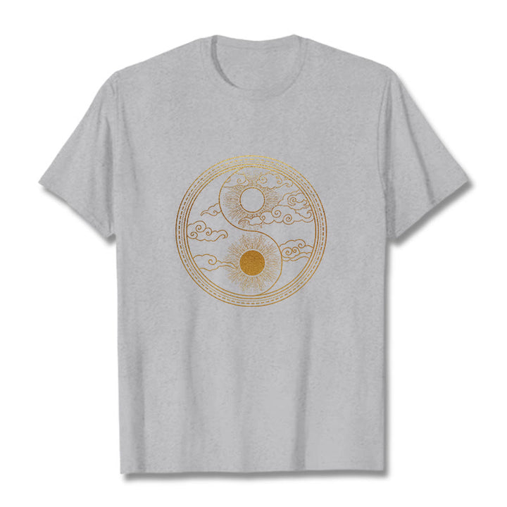 Buddha Stones陰陽 太陽 吉兆 雲 Tシャツ - ライトグレー - 2XL - image 10