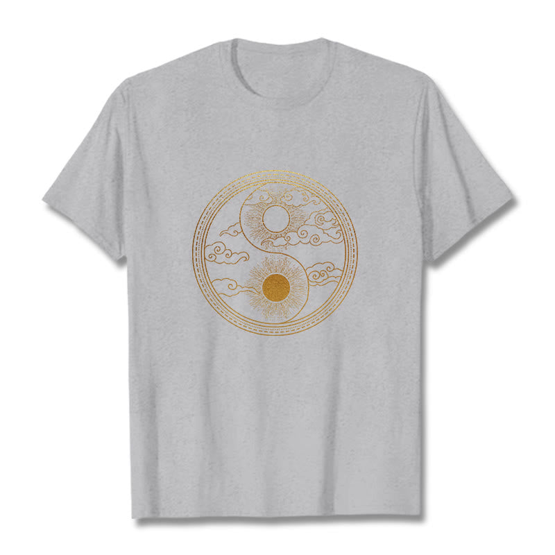 Buddha Stones陰陽 太陽 吉兆 雲 Tシャツ - ライトグレー - 2XL - image 11