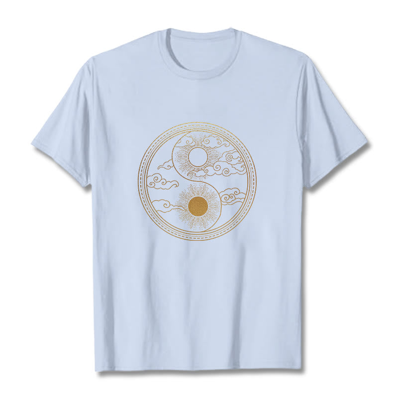 Buddha Stones陰陽 太陽 吉兆 雲 Tシャツ - ライトシアン - 2XL - image 12