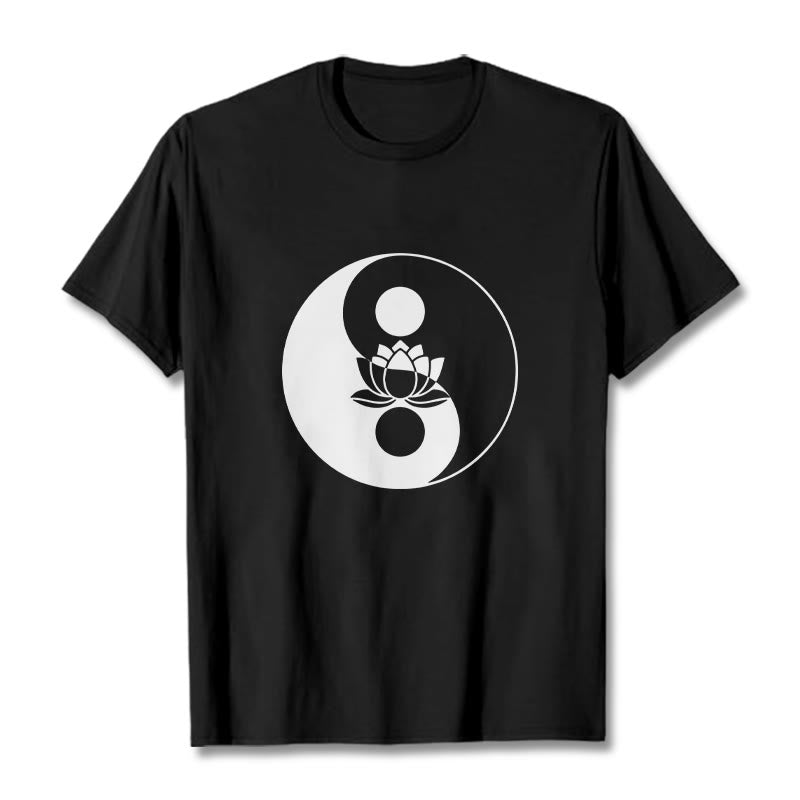 Buddha Stones陰陽蓮の花Tシャツ - 黒 - 2XL - image 5