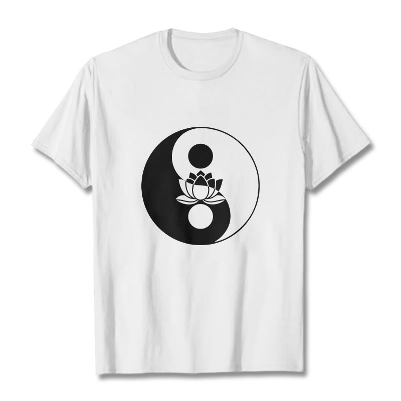 Buddha Stones陰陽蓮の花Tシャツ - 白 - 2XL - image 1