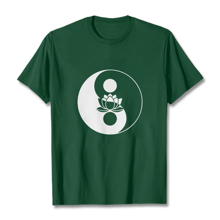 Buddha Stones陰陽蓮の花Tシャツ - フォレストグリーン - 2XL - image 10
