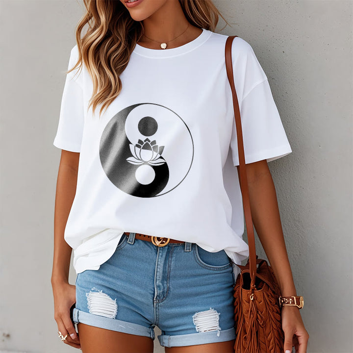 Buddha Stones陰陽蓮の花Tシャツ - image 2
