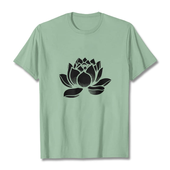 Buddha Stones蓮の花デザインTシャツ - 淡い緑色 - 2XL - image 14