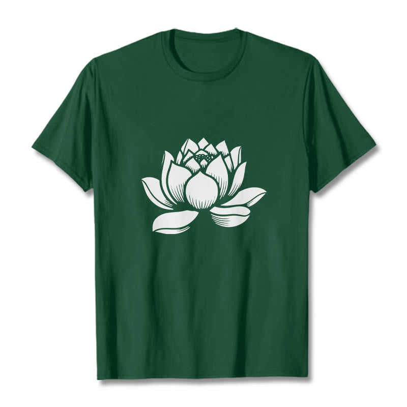Buddha Stones蓮の花デザインTシャツ - フォレストグリーン - 2XL - image 0