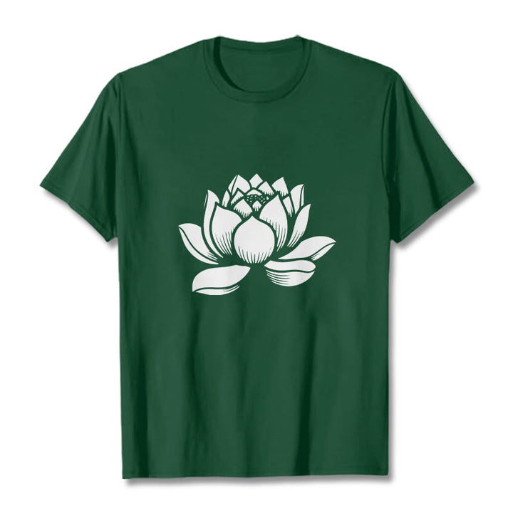 Buddha Stones蓮の花デザインTシャツ - フォレストグリーン - 2XL - image 0