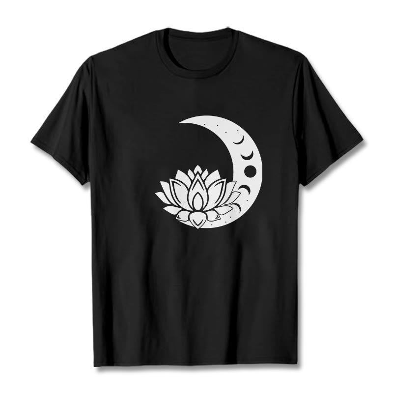 Buddha Stones三日月 蓮の花 太陽 Tシャツ - 黒 - 2XL - image 5