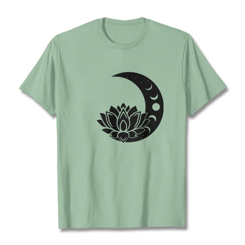 Buddha Stones三日月 蓮の花 太陽 Tシャツ - 淡い緑色 - 2XL - image 14