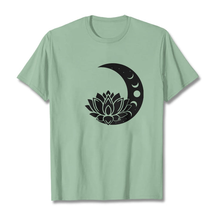 Buddha Stones三日月 蓮の花 太陽 Tシャツ - 淡い緑色 - 2XL - image 14