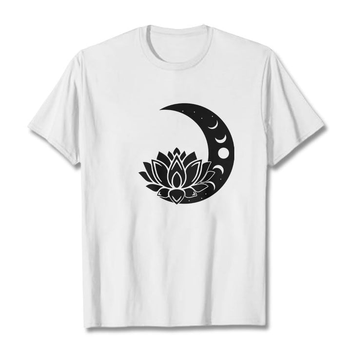 Buddha Stones三日月 蓮の花 太陽 Tシャツ - 白 - 2XL - image 1